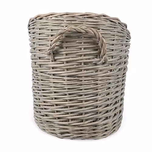 Madison & Mayfair Oval Scoop Log Basket in Grey, W/D/H: 40 x 35 x 62.5 cm