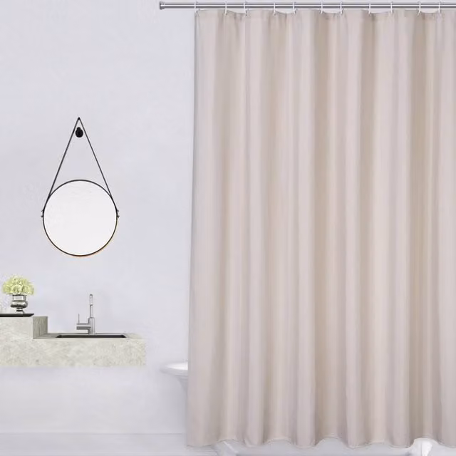 London Boutique Waterproof Polyester Shower Curtain in Beige, W: 152.4 cm, H: 198.12 cm