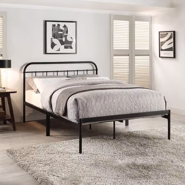 SlumberWorx Modern Black Metal Bed Frame, W/D/H: 120 x 200 cm