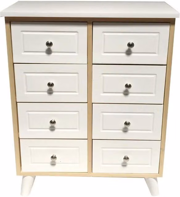 Topfurnishing White 8 Drawer Hallway and Bedside Storage Cabinet