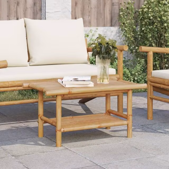 Berkfield Home Modern Bamboo Coffee Table in Brown, W/D/H: 70 x 40 x 35 cm