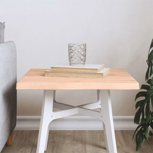 Berkfield Home Untreated Solid Oak Live Edge Table Top, Brown, W/D/H: 40 x 40 x 2 cm