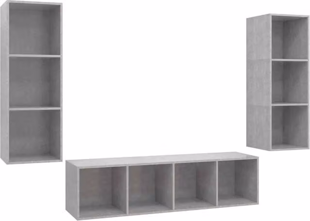 Berkfield Home 3 Piece Modern Living Room TV Cabinet Set in Matt Concrete Grey MDF
