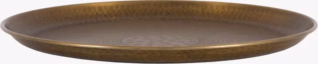 Zikka Olia Round Metal Tabletop Tray in Gold