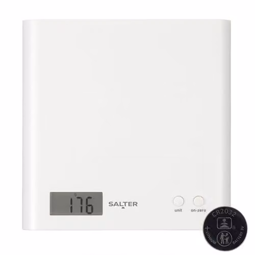Salter Digital Kitchen Scale with LCD Display and Add and Weigh Function, White