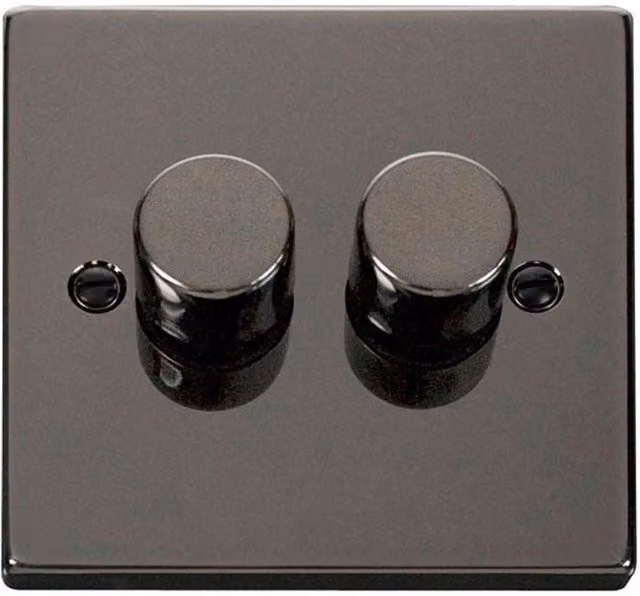 SE Home Black 2 Gang 2 Way LED 100W Trailing Edge Dimmer Light Switch