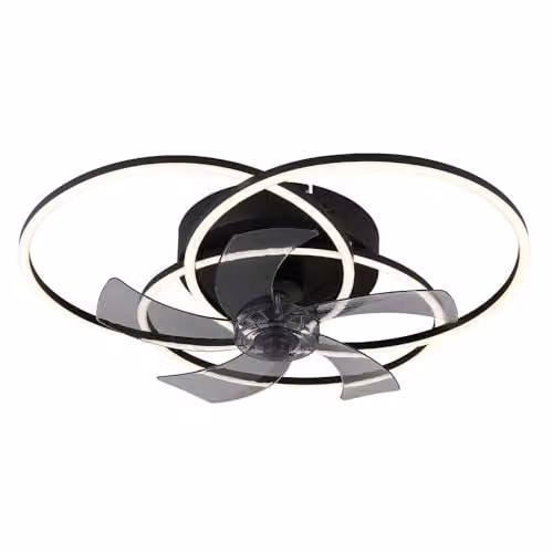 Globo Lighting Black LED Ceiling Fan with Remote Control, Dimmable Timer and CCT, Diameter: 58 cm