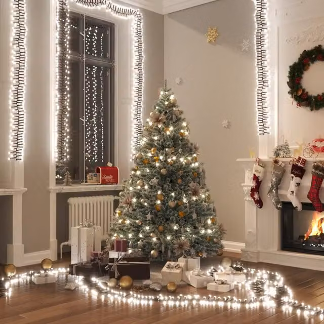 Berkfield Home LED Cluster String with 400 Cool White LEDs, 7.4 m PVC
