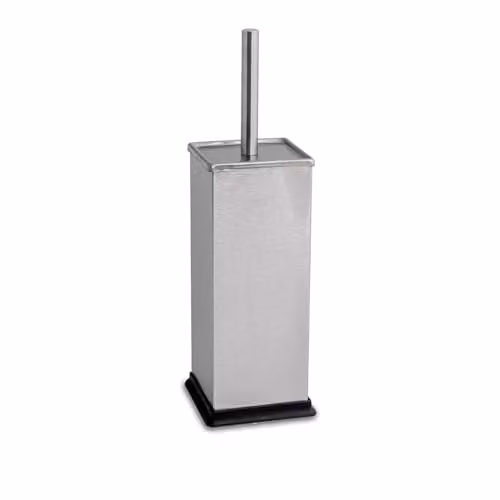 Harbour Housewares Brushed Square Toilet Brush and Holder in Silver