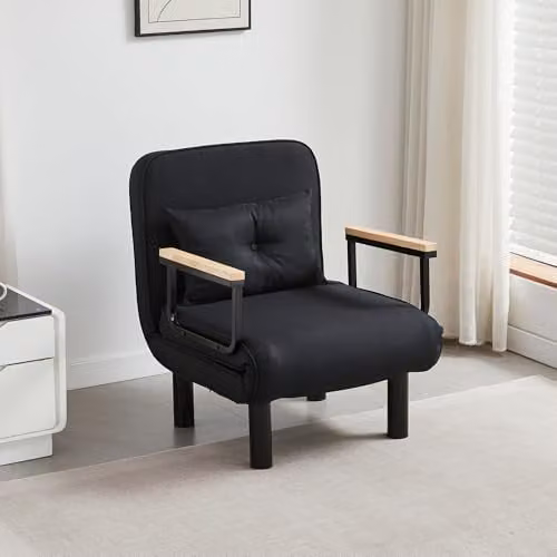 MCC Direct 4-in-1 Folding Single Sofa Bed and Convertible Lounge Sleeper Chair in Black