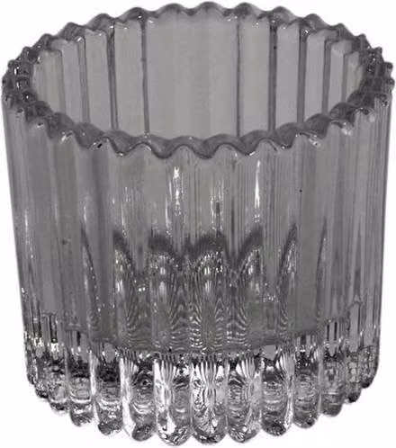 KDMD Grey Harrison Ribbed Glass Tealight Holder, 10 Pack, Diameter: 4.5 cm