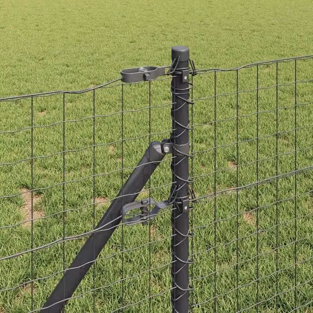 Berkfield Home 52 Pack Grey Galvanised Steel Round Fence Posts, H: 80 cm, Diameter: 32 mm