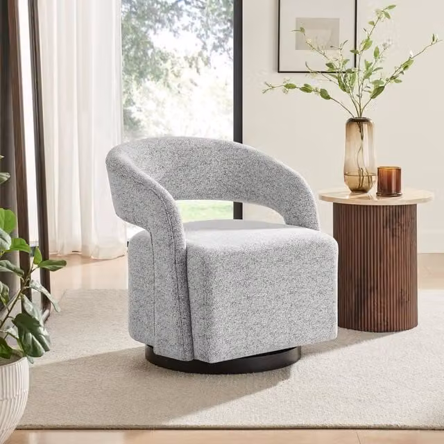 FurnitureboxUK Odessa Grey Fabric Swivel Accent Chair