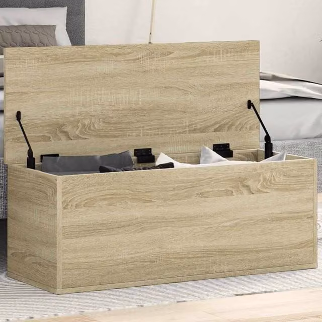 Berkfield Home Storage Box in Sonoma Oak, W/D/H: 90 x 35 x 35 cm