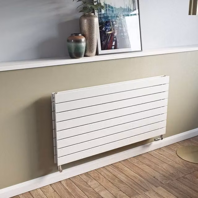 Bathroom Kingdom Mars White Double Flat Panel Horizontal Wall Hung Radiator W: 120 cm, H: 59.5 cm, D: 59.5 cm