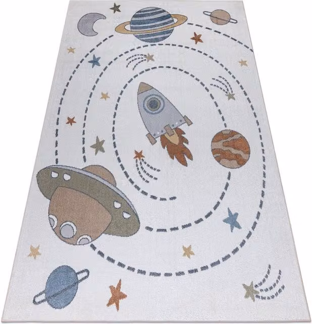 RugsX Bono Rectangular Kids Motif Rug in Yellow and Multicolour, W: 140 cm, L: 190 cm