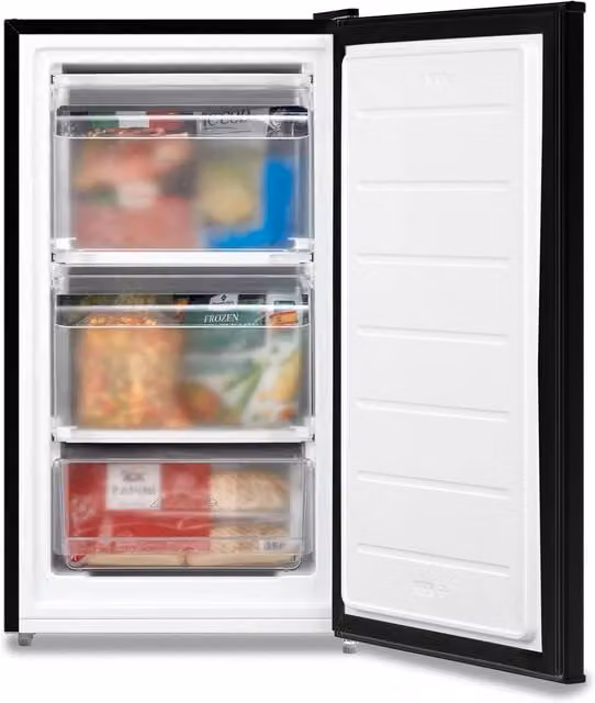 Living and Home 60L Freestanding Under Counter Upright Freezer with Adjustable Thermostat and Reversible Door, Black, W/D/H: 44.5 x 41.0 x 84.5 cm