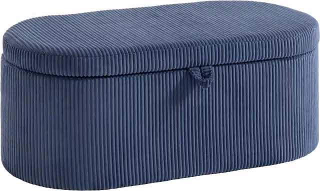 HOMCOM Corduroy Upholstered Storage Ottoman in Blue, W/D/H: 105 x 51 x 49 cm