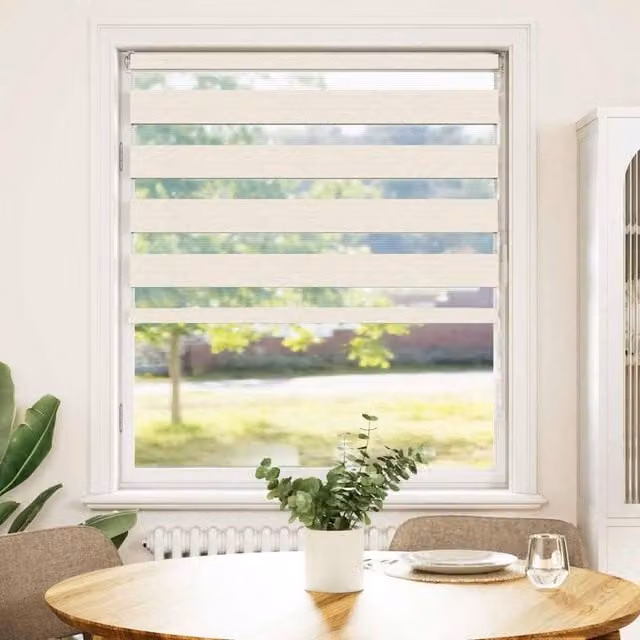 Berkfield Home Zebra Blind in Marble Beige, Polyester Fabric, W: 110 cm, H: 150 cm