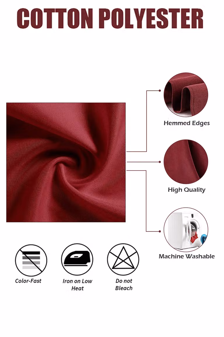 Neel Blue Reusable Polyester Table Napkins, 10 Pack, Burgundy