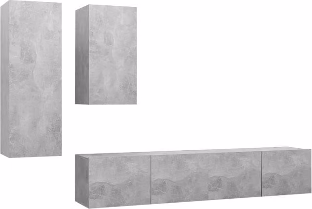 Berkfield Home 4 Piece Modern TV Cabinet Set in Matt Concrete Grey MDF