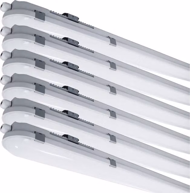 First Choice Lighting Set of 6 LED Outdoor Strip Lights in Grey and White, IP65 Waterproof Modern Surface Mount Bar Lights for Garden and Terrace
