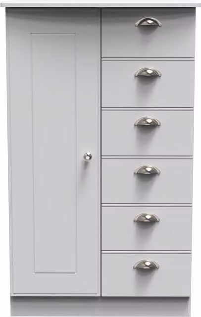 Ready Assembled 2 U Albert Grey Childrens Wardrobe with 1 Door and 5 Drawers