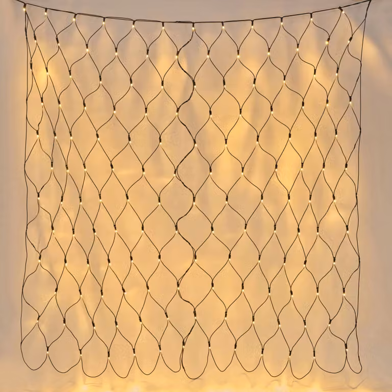 Lights4fun Plus Connectable LED Net Lights, Warm White, Black Cable, W: 14 m, H: 2 m
