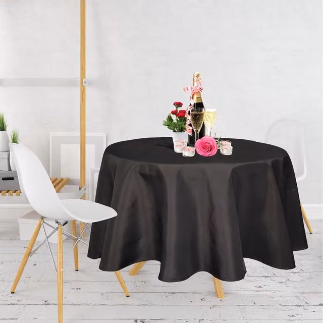 Trimming Shop Round Plain Black Polyester Tablecloth for Weddings and Parties