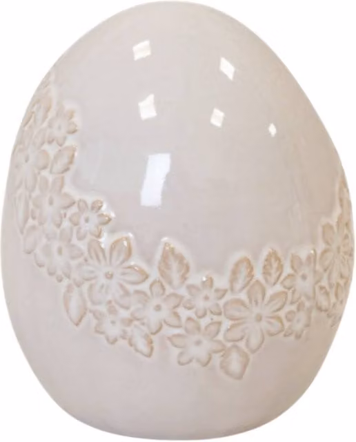 Four Candle Large White Ceramic Easter Egg with Floral Garland