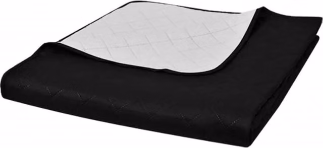 Berkfield Home Reversible Quilted Microfibre Bedspread in Black and White, W/D/H: 170 x 210 cm