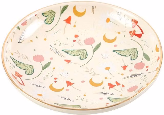 Kingsbury Gifts Ceramic Floral Trinket Tray in Multicolour, Red and Gold