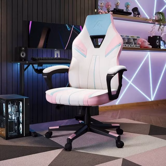 X Rocker Tempest Ergonomic Gaming Chair in White with Extra Wide Synthetic Leather Seat