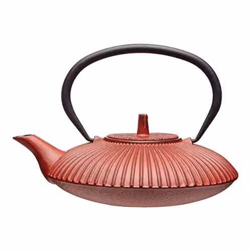 La Cafetiere Cast Iron Japanese Teapot with Infuser Basket, Red, 600 ml