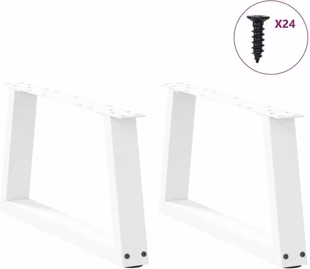 Berkfield Home Modern V-Shape Dining Table Legs, 2 Pieces, White Steel, H: 70 cm, W: 30-31.3 cm