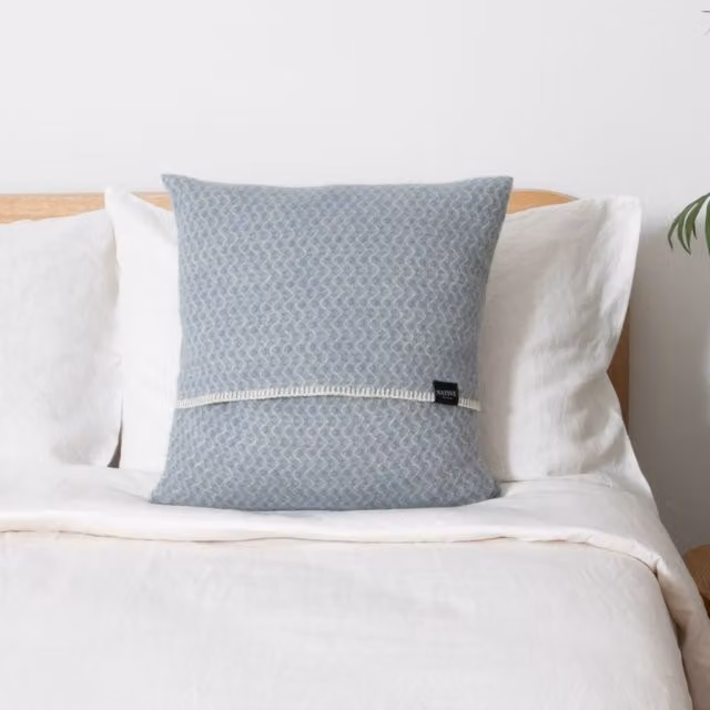 Native Natural Hoop Blue Wool Square Cushion Cover W/D: 45 x 45 cm