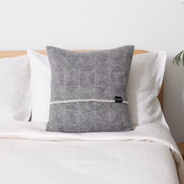 Native Natural Grey Wool Graphic Square Cushion Cover W/D/H: 45 x 45 x 45 cm
