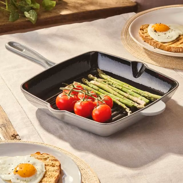 Cooks Professional 26cm Square Cast Iron Enamel Grill Pan, Grey