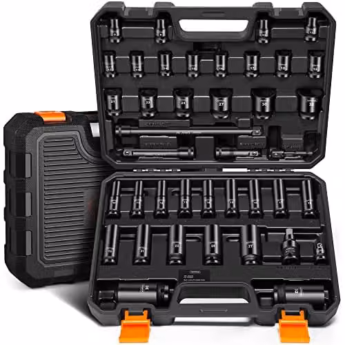 VonHaus 40 Piece 1/2 Inch Drive Impact Socket Set in Black