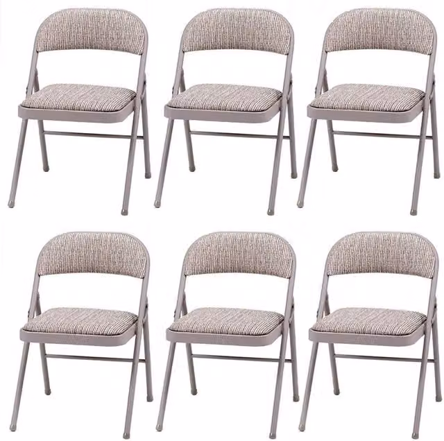 Bravich Modern Padded Folding Dining Chair in Beige Multicolour Fabric with Metal Frame