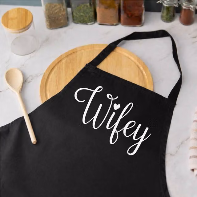 60 Second Makeover Wifey Black Cotton Apron for Adults