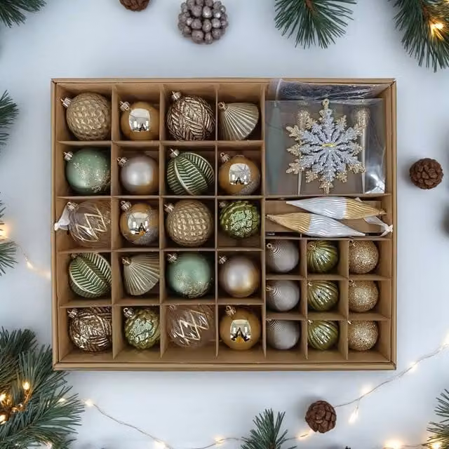 Garden Greatness 80 Pack Gold Shatter Resistant Plastic Christmas Baubles