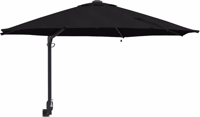 Berkfield Home Wall-mounted Garden Parasol with LEDs in Black, Diameter: 248 cm