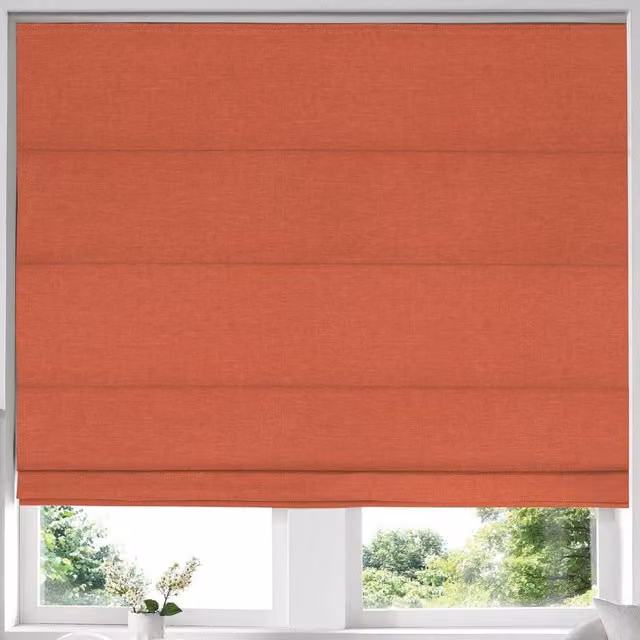 Terrys Made to Measure Blackout Roman Blind in Plain Orange and Red Polyester