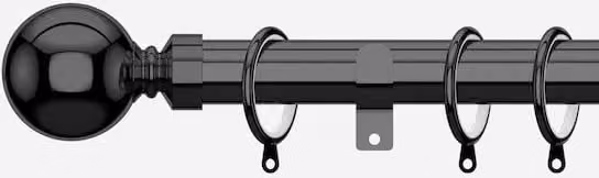 New Edge Blinds Black Nickel 28mm Metal Curtain Pole, Length: 330 cm
