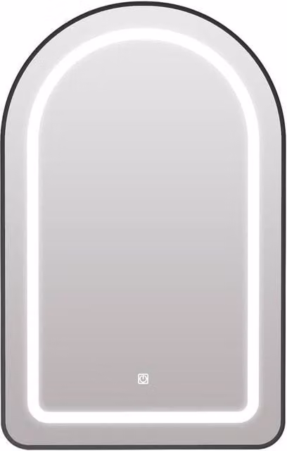 KEEPREAPER Black Arched LED Mirrored Bathroom Cabinet with Glass Shelves and Sensor Switch, W/D/H: 51 x 13 x 80 cm