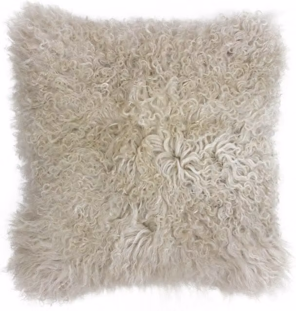 Make it a Home Mongolian Sheepskin Cushion in Oatmeal with Removable Cover