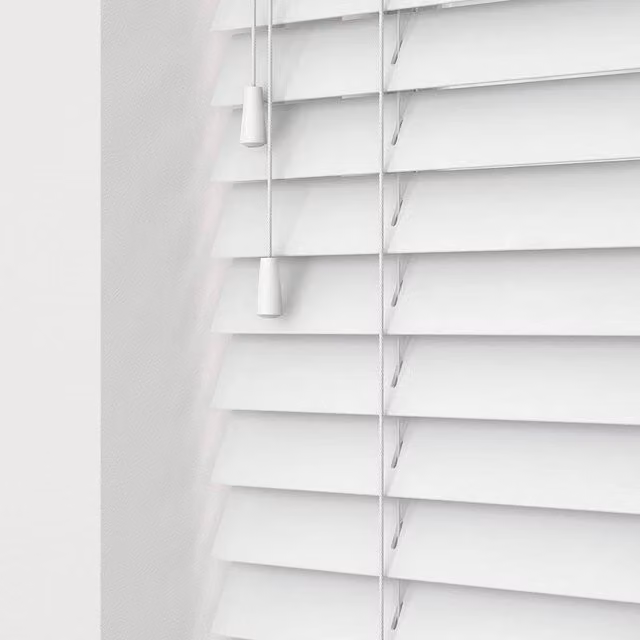 NewEdgeBlinds Wooden Venetian Blinds with Cord in White, Width: 195 cm