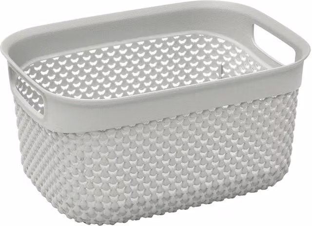 JVL Droplette Plastic Storage Box, 3.3L, Grey, W: 12 cm, D: 24 cm, H: 18 cm