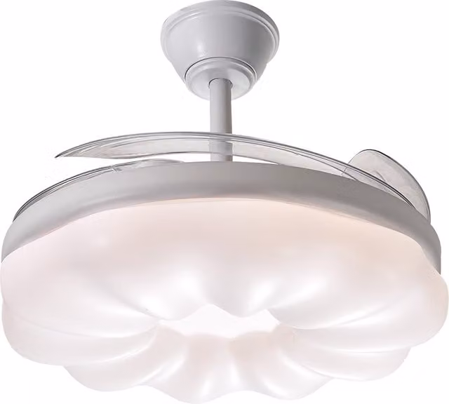 Living Star Dimmable Ceiling Fan Light with Remote Control and Retractable Blades in White
